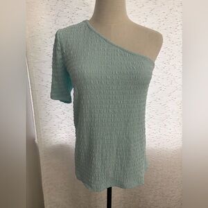 G by Giuliana Textured One-Shoulder Blouse in Light Blue NWOT